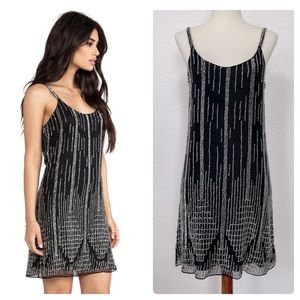 NWOT Parker Hayden black silver beaded mini dress
